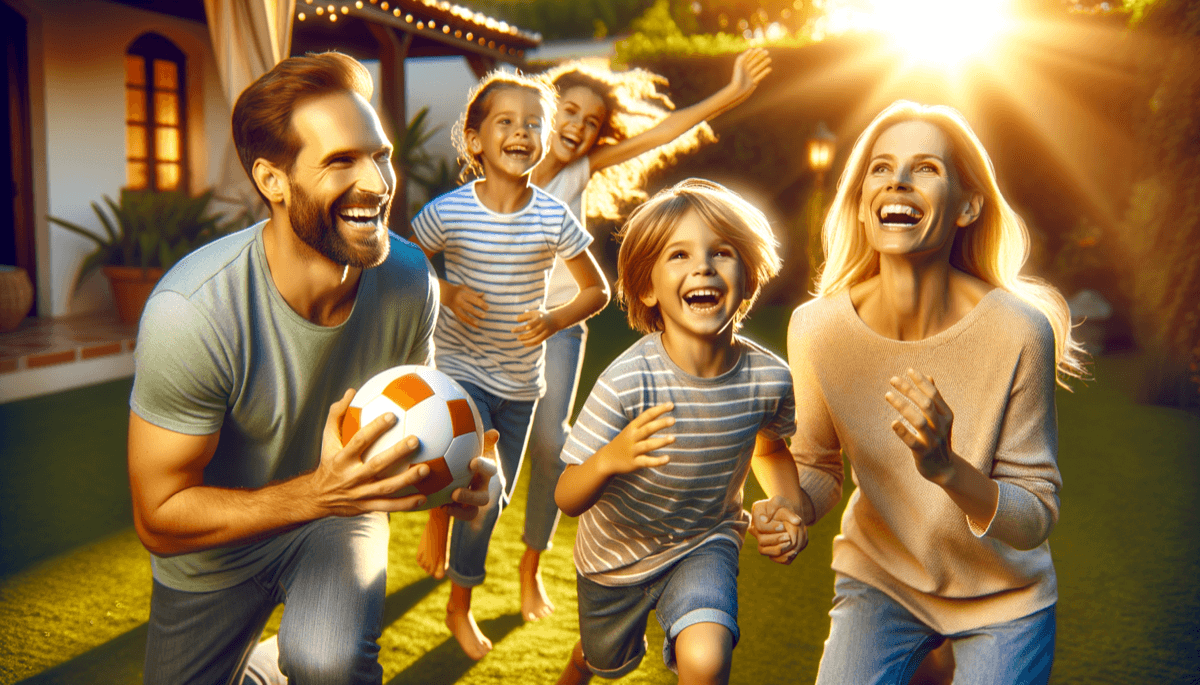 Familie genießt gemeinsame Zeit ohne Geräte im Garten