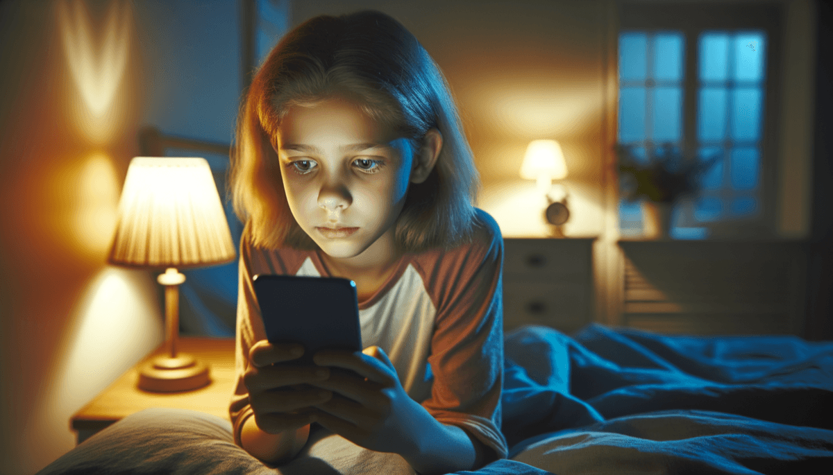 Mädchen schaut besorgt auf Social-Media-Nachrichten am Handy